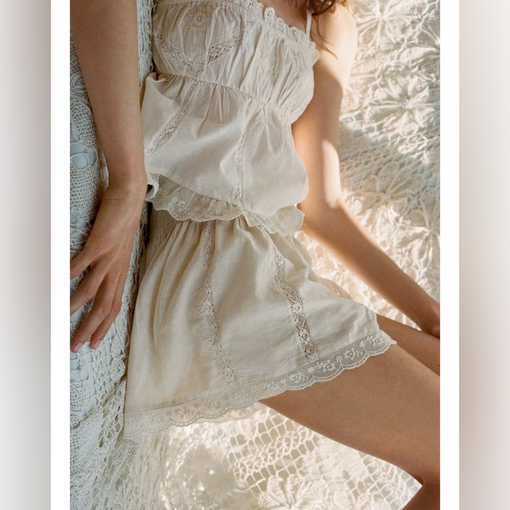 Zara Cream Lace-Trim Women’s Skort